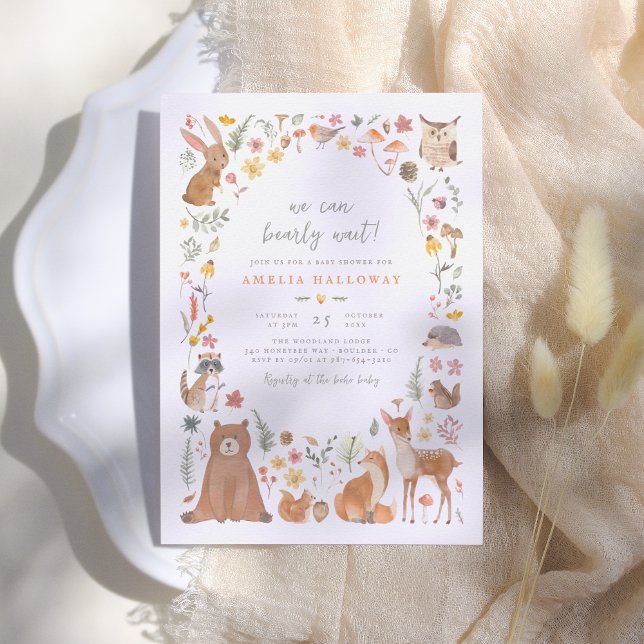 Bearly Wait Woodland Forest Animals Baby Shower Invitation (Creator Uploaded)