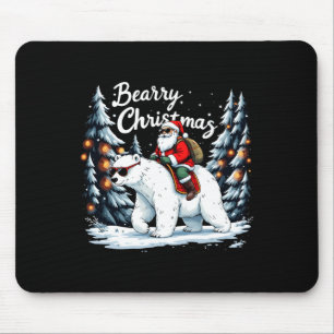 Bearry Christmas Funny Santa Polar Bear Ride Chris Mouse Pad
