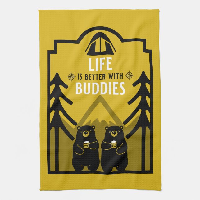 Bears And Beer Canada Tea Towel (Vertical)