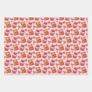 Bears and Cupcakes Valentines Wrapping Paper