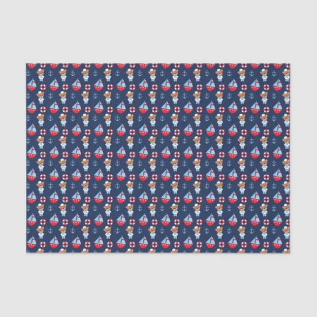 Bears and Sailboats Pattern Tissue Paper (Front)