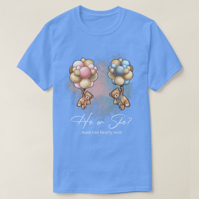 Bears Balloons Aunt Can Bearly Wait Gender Reveal  T-Shirt (Design Front)