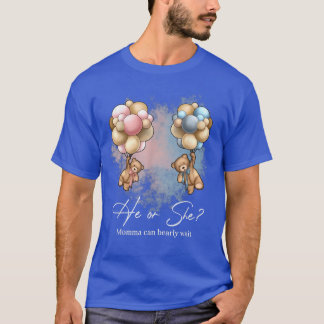 Bears Balloons Momma Can Bearly Wait Gender Reveal T-Shirt