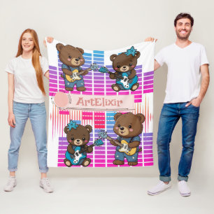 Bears Creating Music  Fleece Blanket