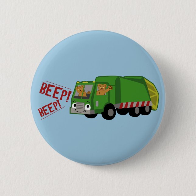 Bears Driving a Trash Truck 6 Cm Round Badge (Front)