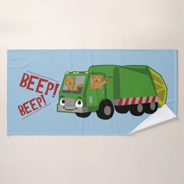 Bears Driving a Trash Truck Bath Towel Set (Bath Towel)