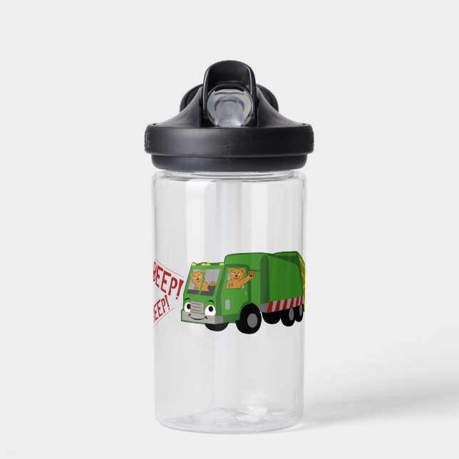 Bears Driving a Trash Truck  Water Bottle (Front)