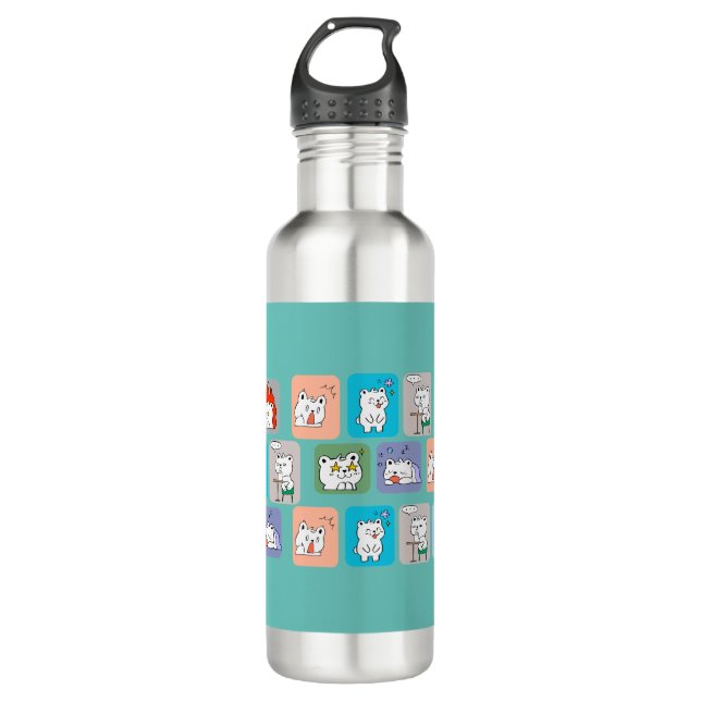 bears faces pattern  710 ml water bottle (Front)