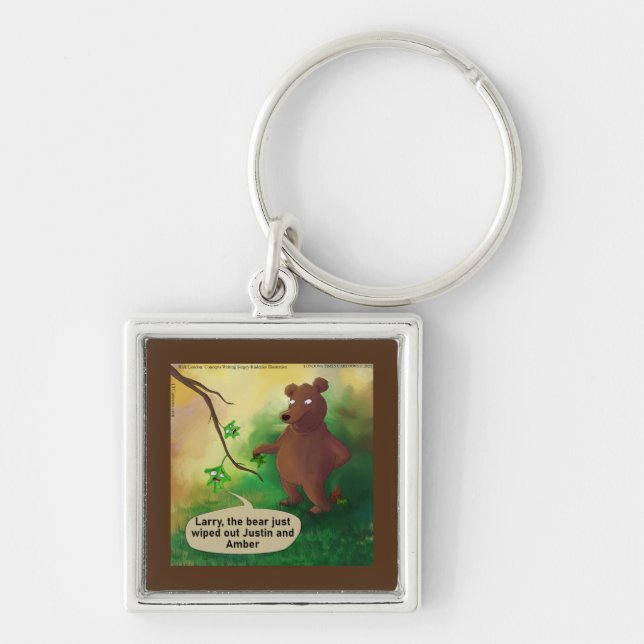 Bears Go In The Woods Funny Rick London Key Ring (Front)
