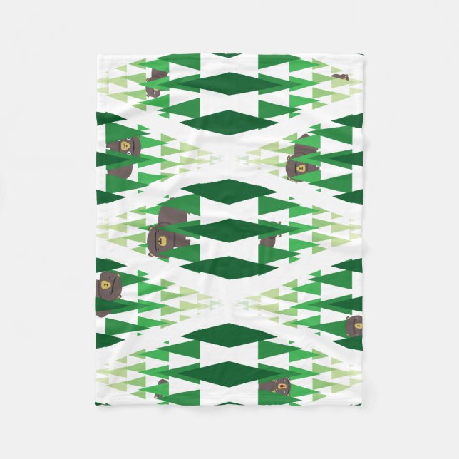 Bears Hidden in Trees Fleece Blanket (Front)