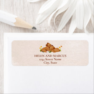 Bears illustration baby shower return addres label return address label