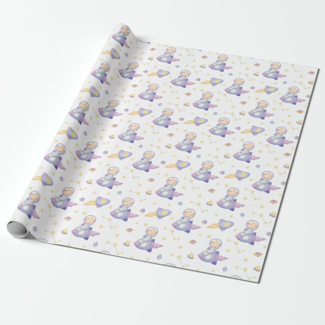 Bears in Space Wrapping Paper (Unrolled)