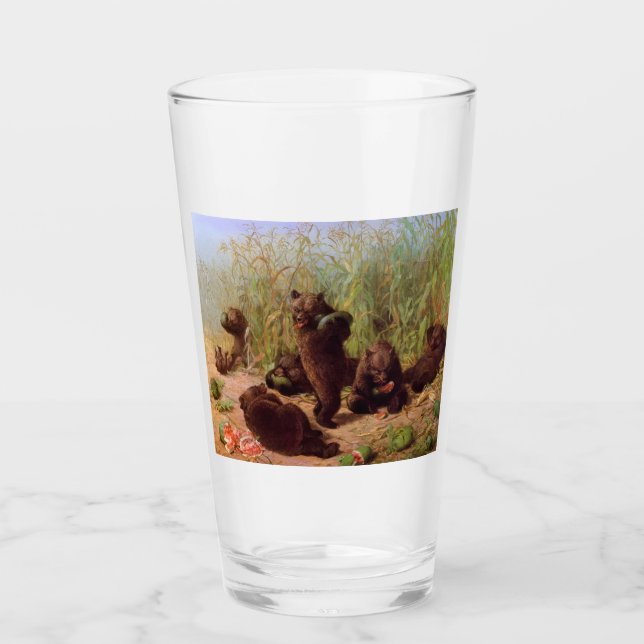 Bears in the Watermelon Patch (by W.H. Beard) Glass (Front)
