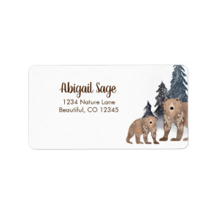 Bears in Winter Forest Scandi Address Label