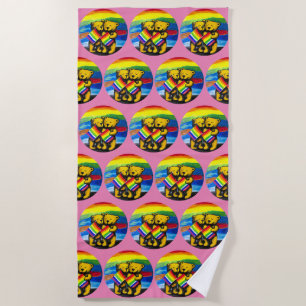 Bears Love Couple LGBT Rainbow Flag Beach Towel