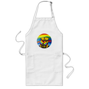 Bears Love Couple LGBT Rainbow Flag Long Apron