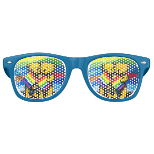 Bears Love Couple LGBT Rainbow Flag Retro Sunglasses