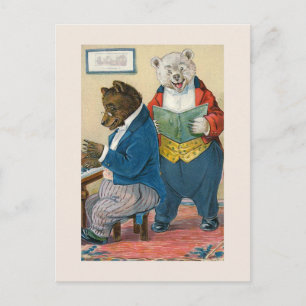 "Bears Making Music" Vintage Postcard