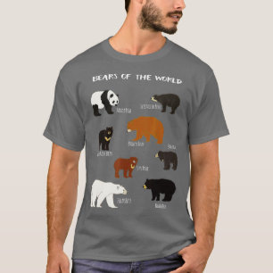 Bears Of The World Grizzly Bear Panda Black Polar  T-Shirt