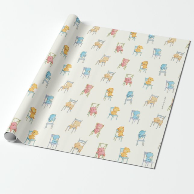 Bears On Chairs Pattern Wrapping Paper (Unrolled)
