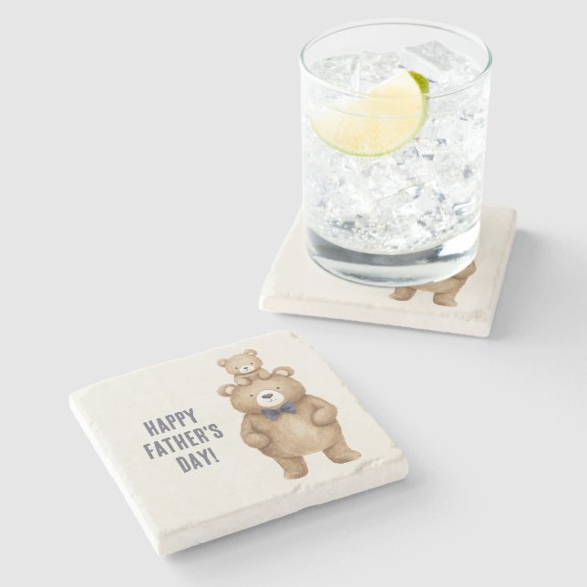 Bears Parent & Child Father's Day Stone Coaster (Side)