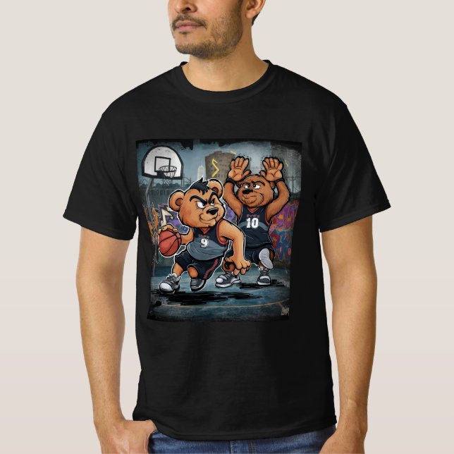 BEARS PLAYING BASKETBALL  T-Shirt (Front)