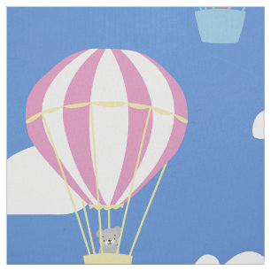 Bears & Rabbit Hot Air Balloon Day Out Fabric