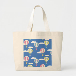 Bears & Rabbit Hot Air Balloon Day Out Large Tote Bag