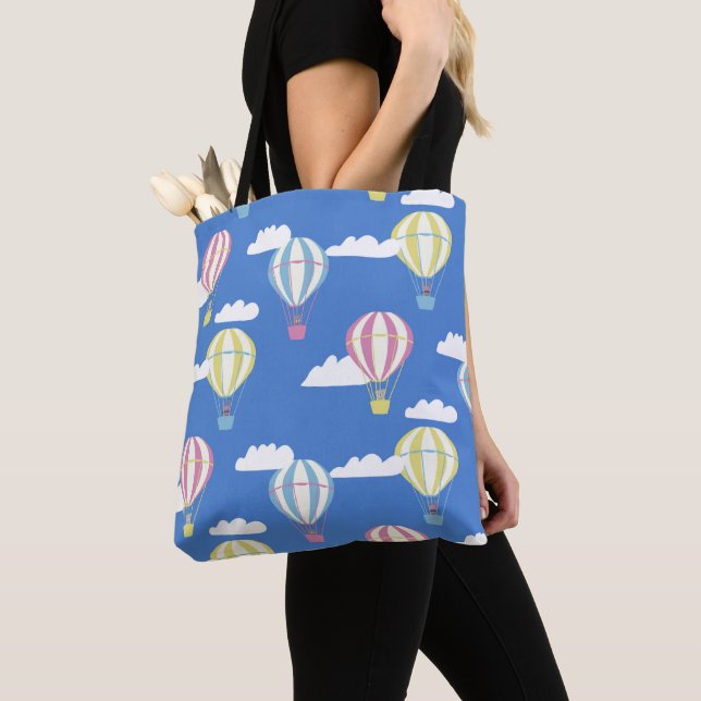 Bears & Rabbit Hot Air Balloon Day Out Tote Bag (Close Up)