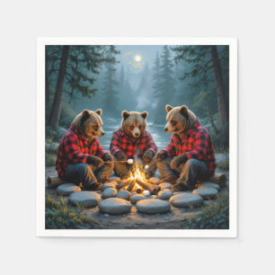 Bears Roasting Marshmallows Napkin