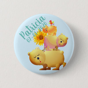 Bears, Rooster & Sunflower Tower 6 Cm Round Badge