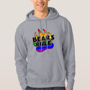 Bears Rule Black on Rainbow Paw - HOT ! NAVY Hoodie