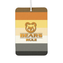 Bears rule Classic Bear Pride Flag Carved Wood iPh Car Air Freshener