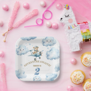 Bear's Skyward Soiree: 2ND Birthday Paper Plate