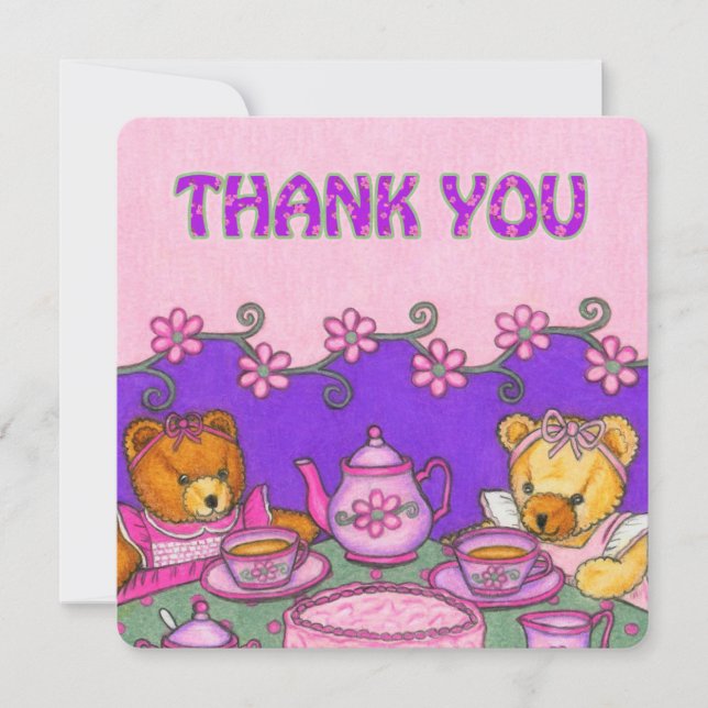 Bears Tea Party Thank You Cards (Front)