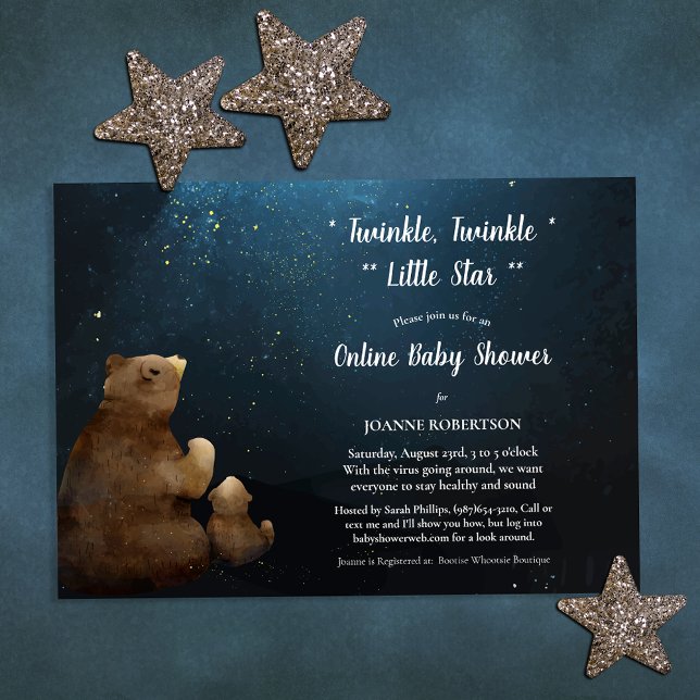 Bears Twinkle Twinkle Little Star Baby Shower Invitation (Creator Uploaded)