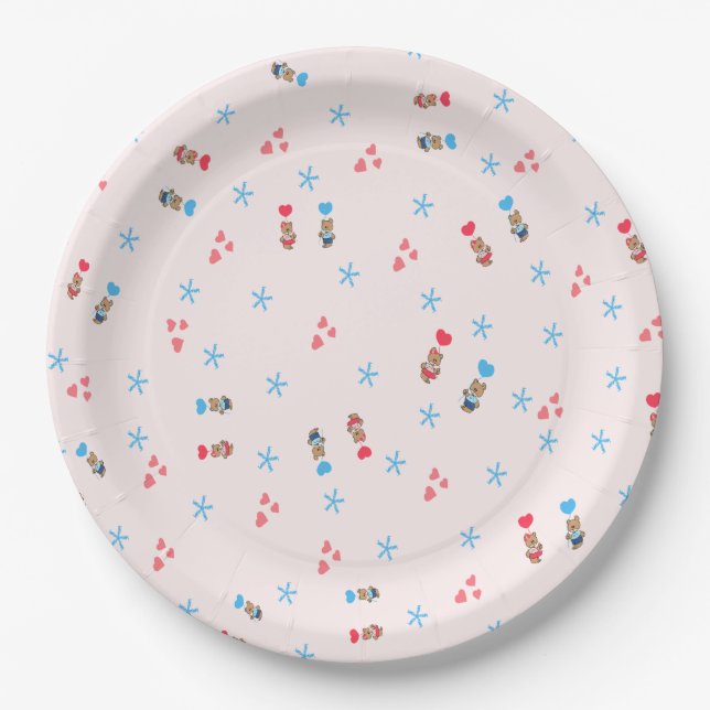 Bears with balloons paper plate (Front)