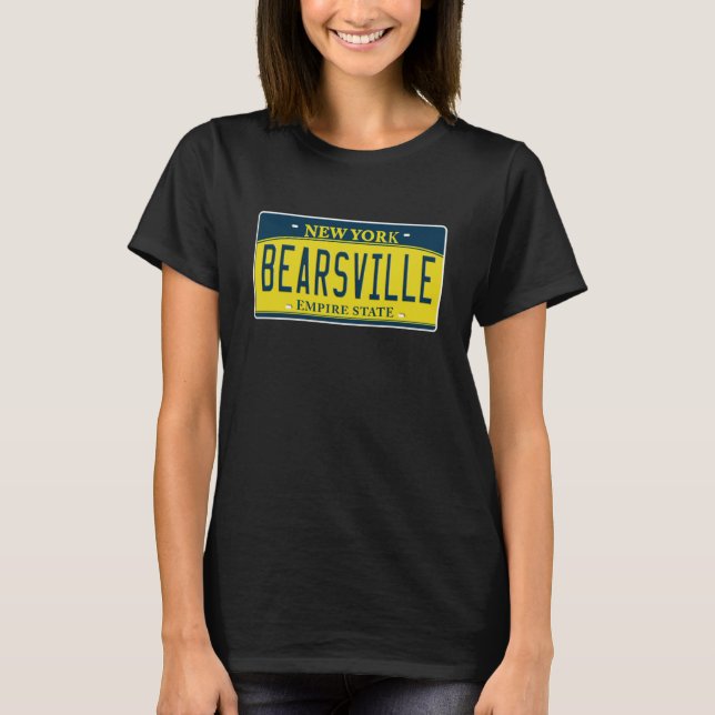 Bearsville New York NY Rock Music License Plate T-Shirt (Front)