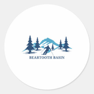 Beartooth Basin Wyoming Ski Resort Skiing Skier T- Classic Round Sticker