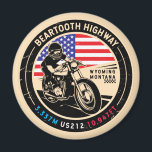 Beartooth Highway All American Roads Motorcycle  Magnet<br><div class="desc">Beartooth Highway done in a vintage,  distressed style emblem. It is a famous All-American Road found in Wyoming and Montana.</div>