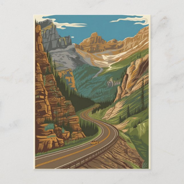 Beartooth Highway Illustration Postcard (Front)