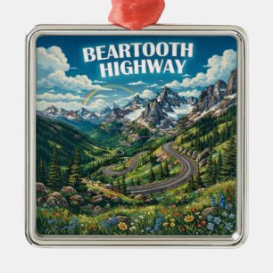 Beartooth Highway Montana Wyoming Rainbow Metal Ornament
