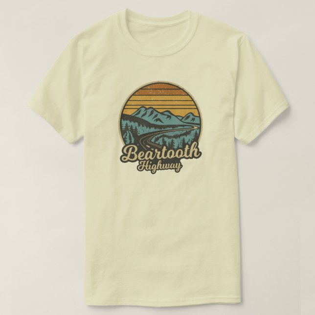 Beartooth Highway Montana Wyoming Retro T-Shirt (Design Front)
