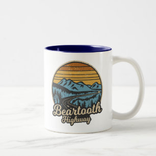 Beartooth Highway Montana Wyoming Retro Two-Tone Coffee Mug