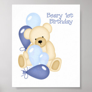 Beary 1st BIrthday (BOY) Poster