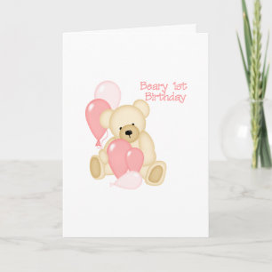 Beary 1st BIrthday (GIRL) Invitation