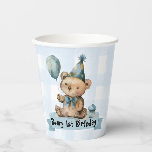 Beary 1st Birthday Paper Cups (Front)