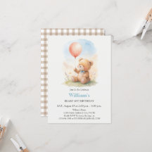Beary 1st Boy Birthday Cute Teddy Bear Balloon