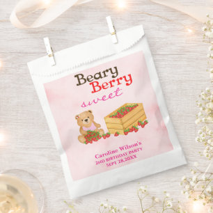 Beary Berry Sweet Strawberry Cub Girl Birthday Favour Bag