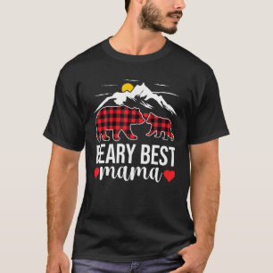 Beary Best Mama Bear Funny Red Buffalo Plaid Mothe T-Shirt
